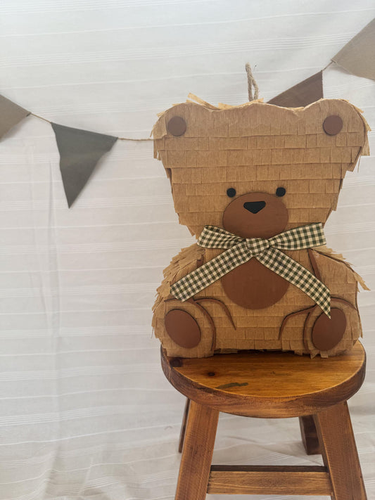 🧸 Small Teddy Bear Piñata – Handmade 12” Party Decoration for Baby Showers, Birthdays & Kids’ Celebrations