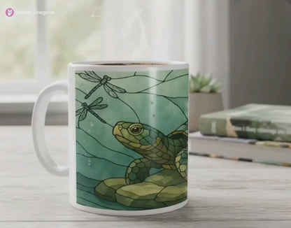 Stained Glass Sea Turtle Mug: Ocean Home Decor, Hot Chocolate, Coffee Mug, Tea Cup