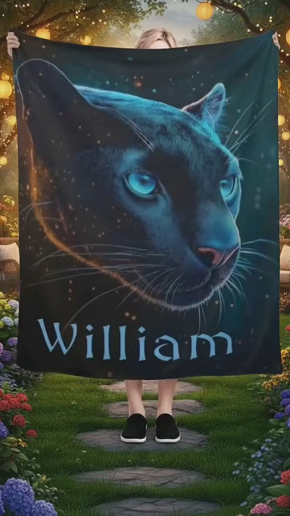 Personalized Black Panther Blanket: Cosmic Starry Night Soft Throw, Soft Flannel Fleece