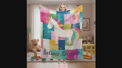 Personalized Unicorn Blanket: Custom Flannel Fleece, Super Soft Name Gift