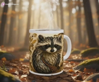 Whimsical Raccoon Mug: Adorable Animal Lover Gift, Hot Chocolate, Coffee Mug, Tea Cup