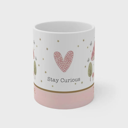 Stay Curious Mug — Personalized Woodland Fox & Forest 11oz Hot Chocolate, Coffee Mug, Tea Cup