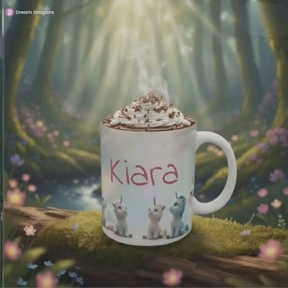 Personalised Unicorn Coffee Mug, Tea Cup: Hot Chocolate Gift for Fantasy Lovers, Name Gift