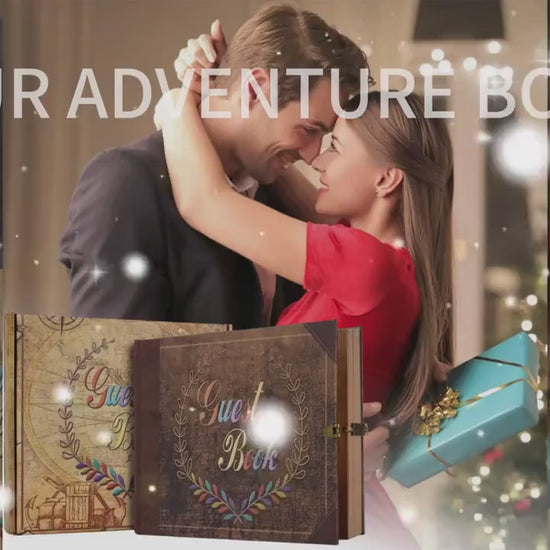 Vintage Wedding Guest Book: Retro Kraft Album with Keepsake Box, Marriage Photo Memory Book