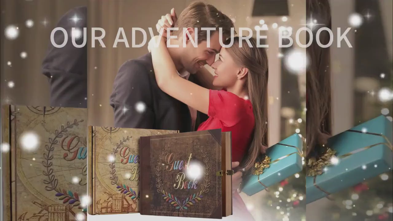 Vintage Wedding Guest Book: Retro Kraft Album with Keepsake Box, Marriage Photo Memory Book