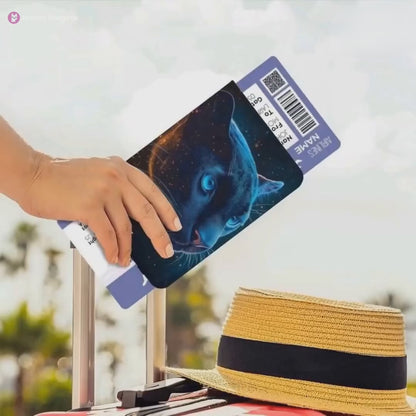 Personalized Celestial Panther Passport Holder: Cosmic Jungle Travel Wallet, Holiday