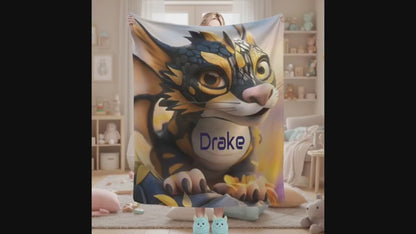 Personalized Dragon Blanket: Mythical Creature Dino Flannel Fleece Throw