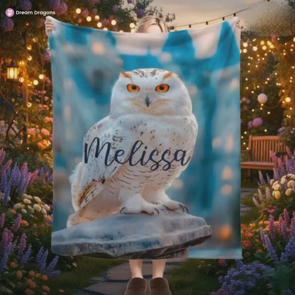 Personalized Wizard Owl Blanket – Magical Flannel Fleece Throw, Name Gift
