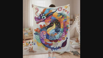 Personalized Dragon Blanket: Vibrant Fantasy Flannel Fleece Throw, New year Dragon