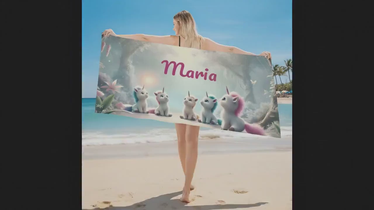 Personalized Unicorn Beach Towel: Soft Microfiber Summer Accessory, Swimming pool Towel