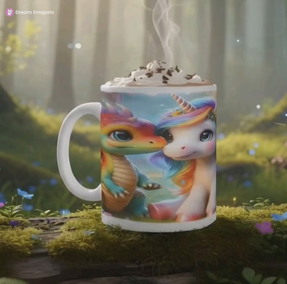 Personalized Unicorn Dragon Coffee Mug, Tea Cup: Hot Chocolate Gift for Fantasy Lovers