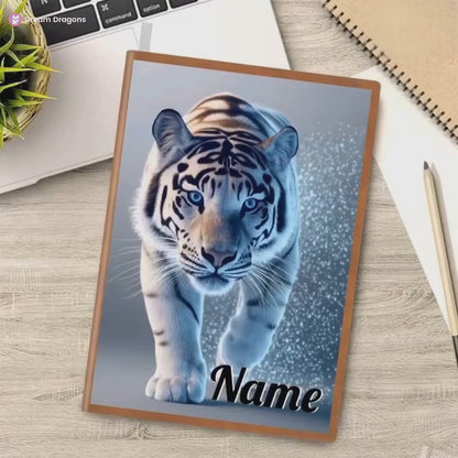 Personalized Blue Tiger Notebook: A5 Jungle Cat Journal for Writing, Keepsake Diary, Name Gift